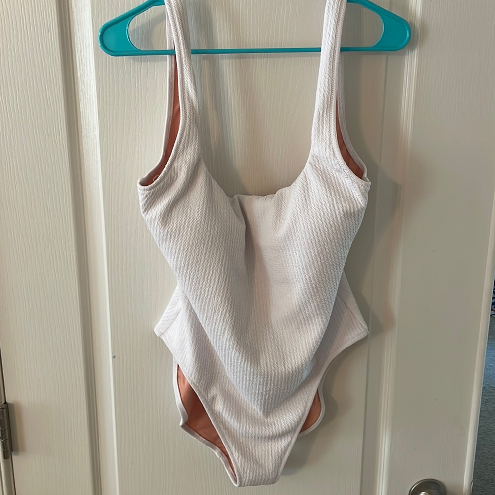 J Crew tank white textured swim 1 piece